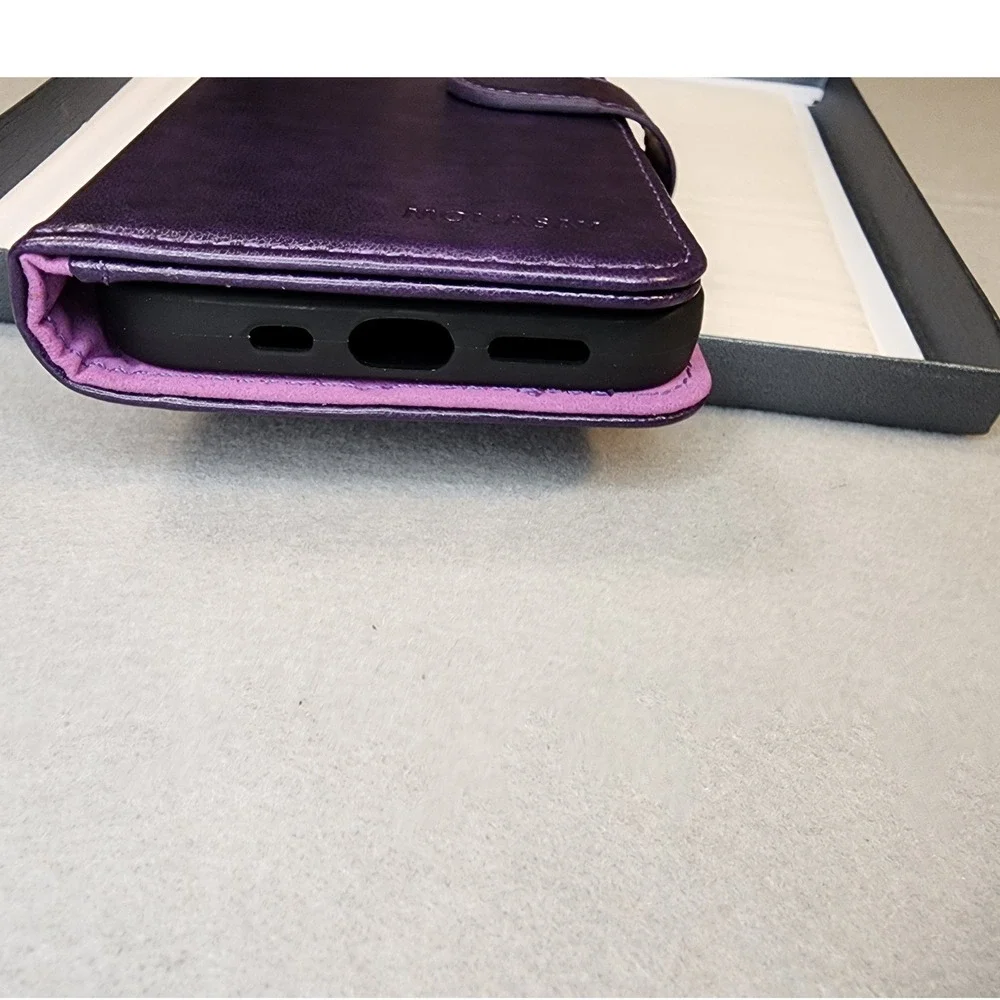 Monasay Wallet Case iPhone 14 6.1 Purple New RFID Blocking Folio Flip Cover